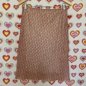 y2k 2000s European Floral Mesh Midi Skirt